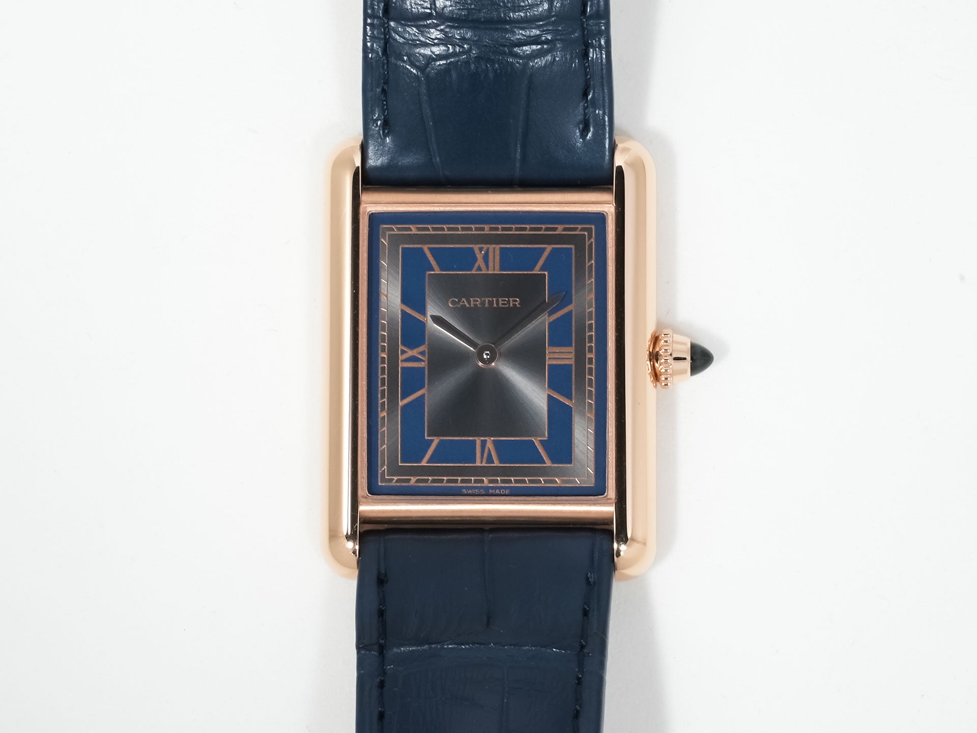 カルティエ タンク ルイ カルティエ LM Ref.WGTA0058 ローズゴールド グレー×ブルー文字盤 中古 tebfn8eo