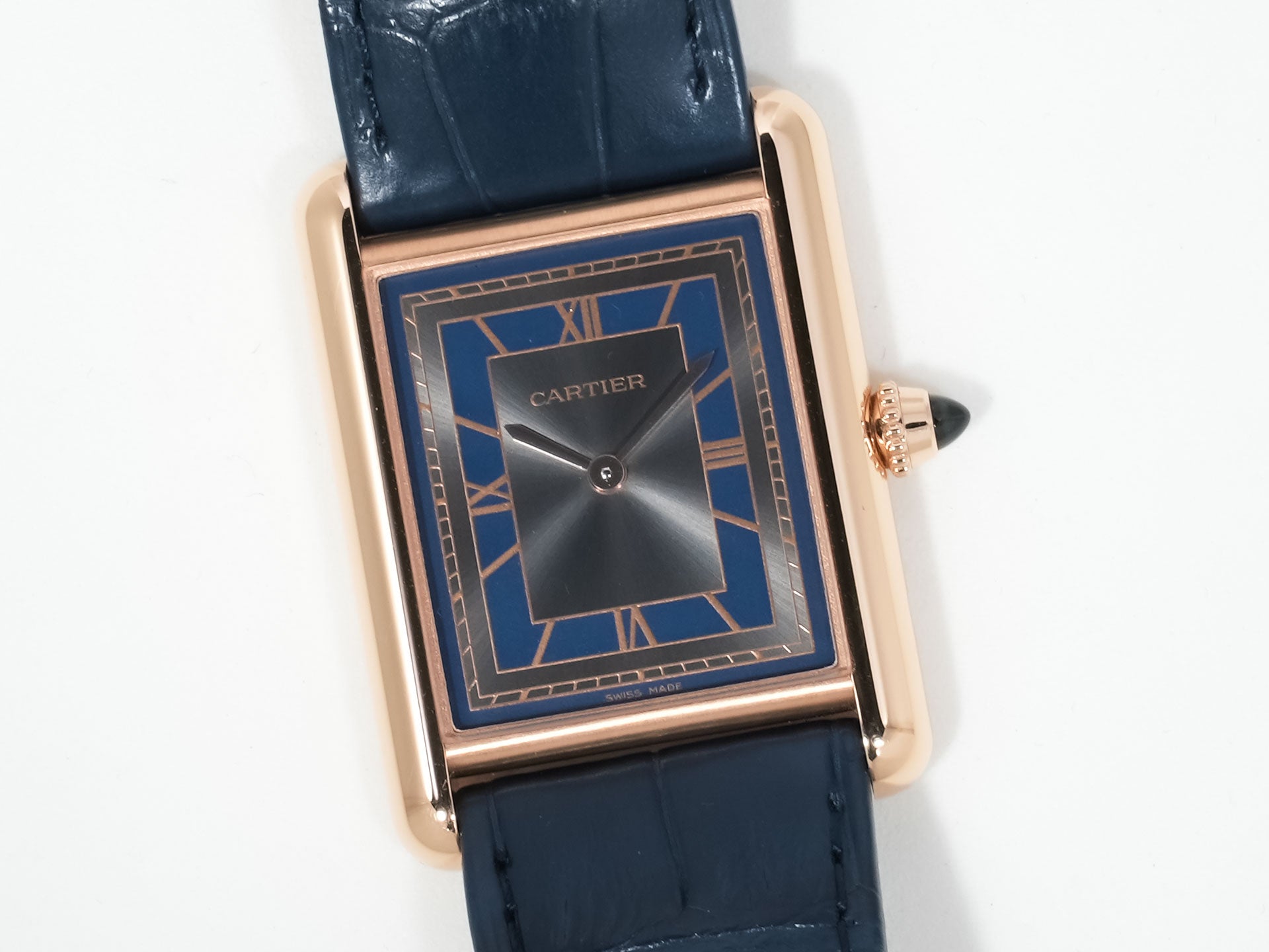 カルティエ タンク ルイ カルティエ LM Ref.WGTA0058 ローズゴールド グレー×ブルー文字盤 中古 tebfn8eo