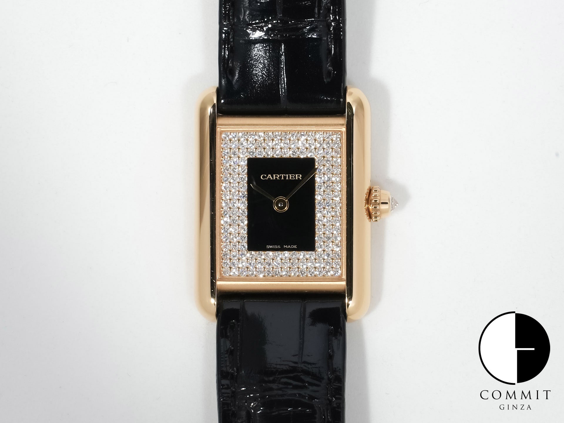 カルティエ タンク ルイ カルティエ SM Ref.WGTA0269 イエローゴールド ブラック×パヴェダイヤ文字盤 中古 wvd5ound