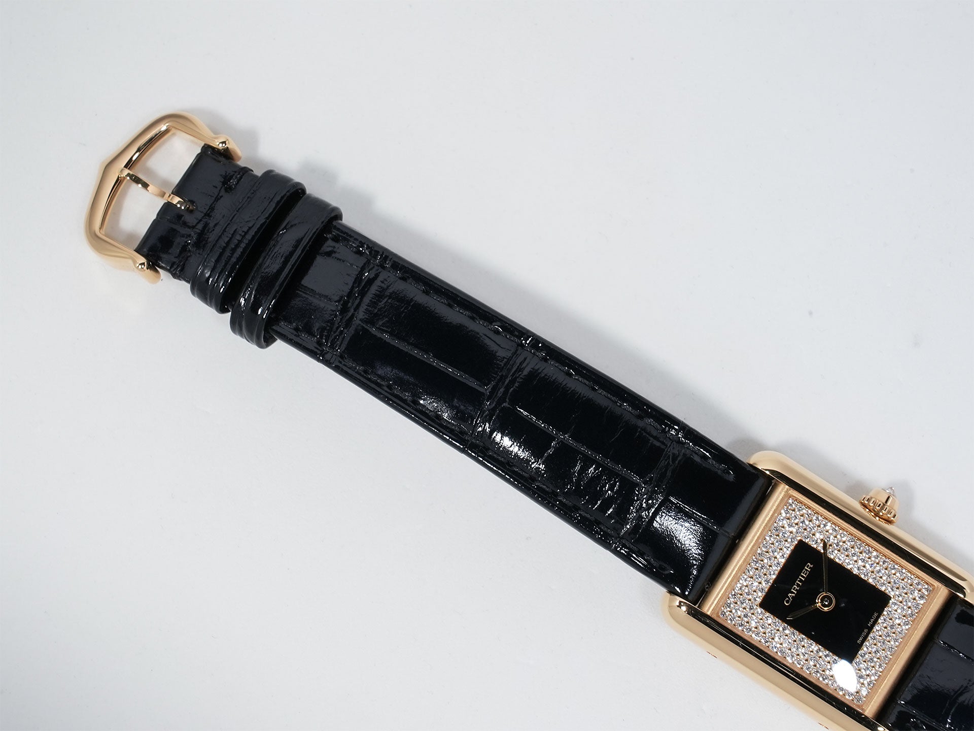 カルティエ タンク ルイ カルティエ SM Ref.WGTA0269 イエローゴールド ブラック×パヴェダイヤ文字盤 中古 wvd5ound