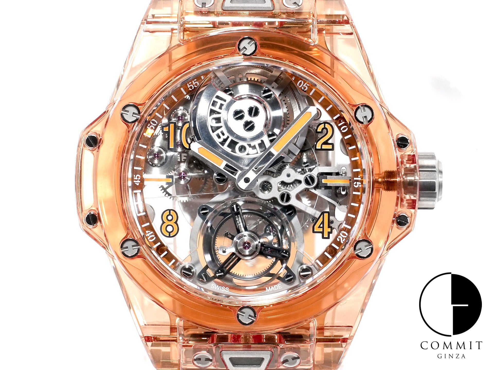 ウブロ ビッグ・バン トゥールビヨン オートマティック オレンジサファイア Ref.419.JO.0120.RT オレンジサファイア スケルトン文字盤 美品 oz4k4cbt