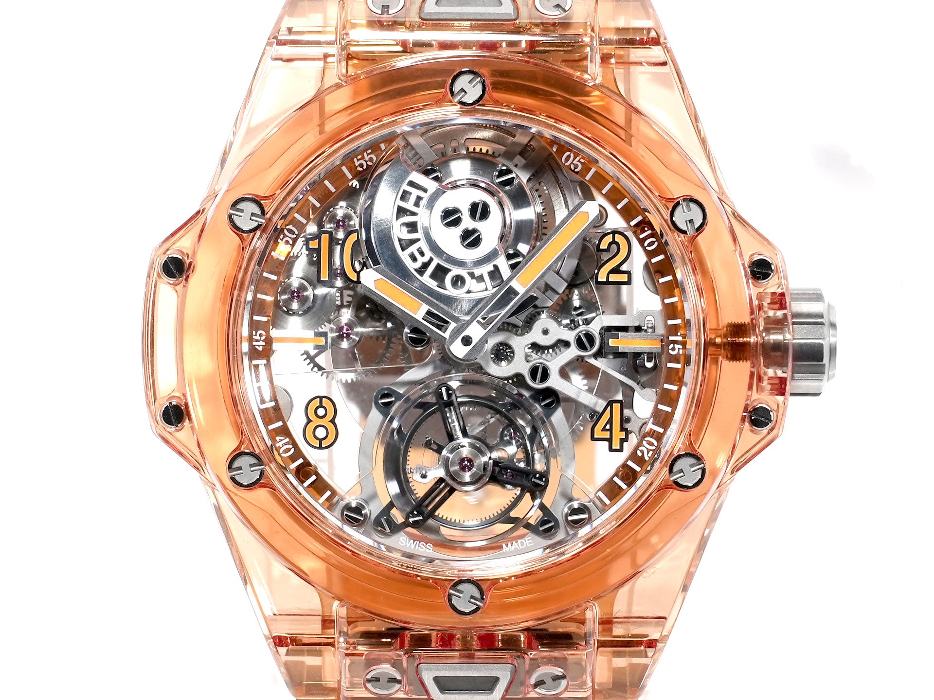 ウブロ ビッグ・バン トゥールビヨン オートマティック オレンジサファイア Ref.419.JO.0120.RT オレンジサファイア スケルトン文字盤 美品 oz4k4cbt