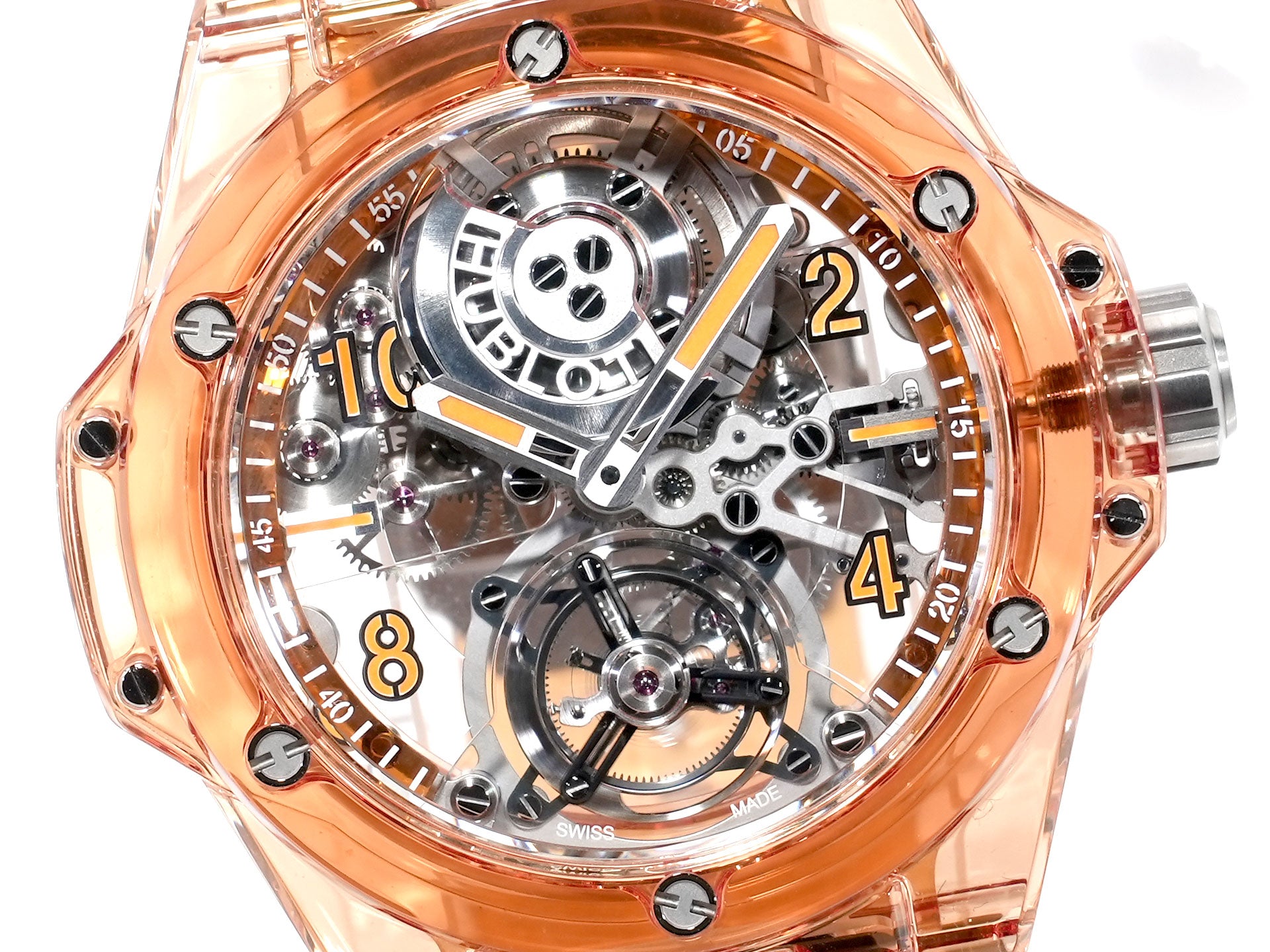 ウブロ ビッグ・バン トゥールビヨン オートマティック オレンジサファイア Ref.419.JO.0120.RT オレンジサファイア スケルトン文字盤 美品 oz4k4cbt