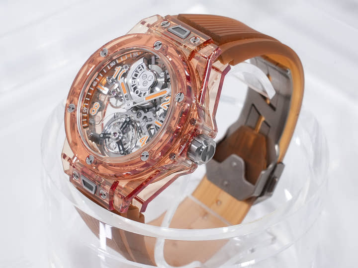 ウブロ ビッグ・バン トゥールビヨン オートマティック オレンジサファイア Ref.419.JO.0120.RT オレンジサファイア スケルトン文字盤 美品 oz4k4cbt