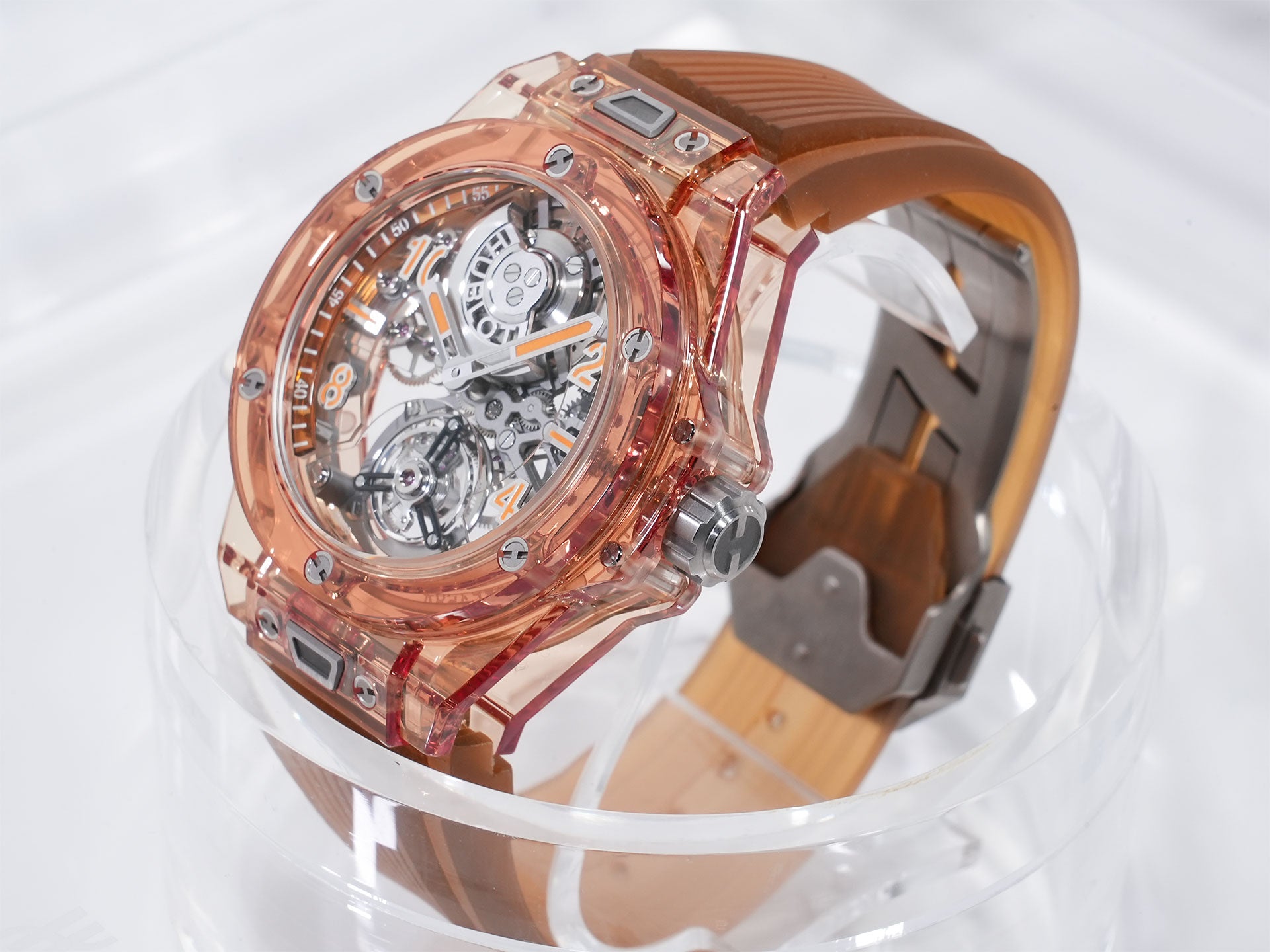 ウブロ ビッグ・バン トゥールビヨン オートマティック オレンジサファイア Ref.419.JO.0120.RT オレンジサファイア スケルトン文字盤 美品 oz4k4cbt