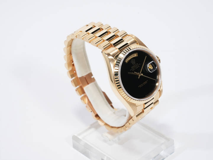 Rolex Day-Date 36 Ref. 18238 Yellow Gold Onyx Dial Excellent Condition eiv836uj