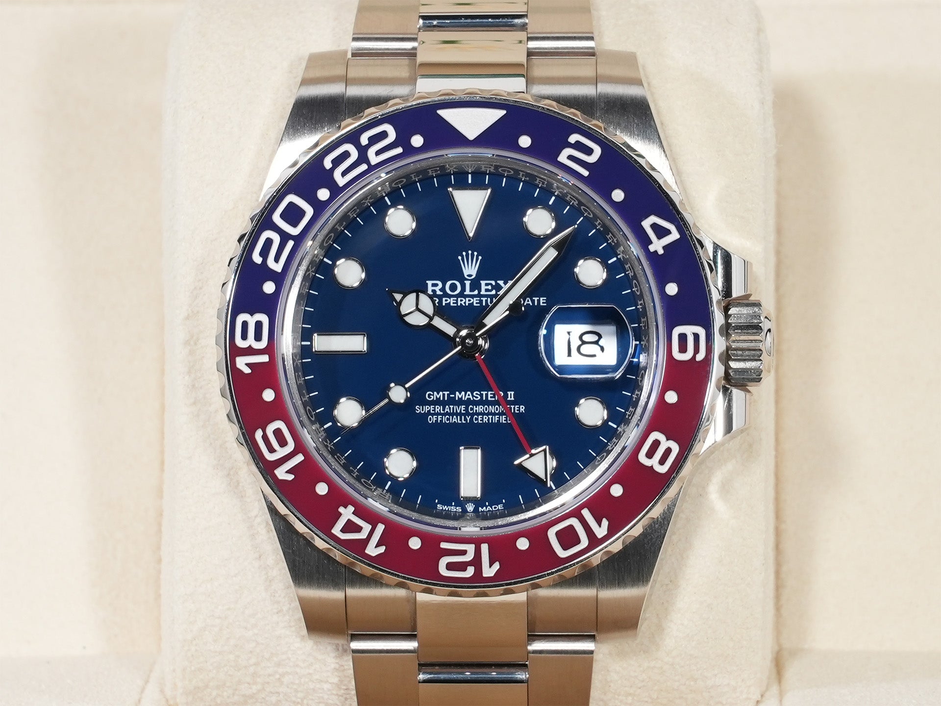 ロレックス GMTマスターII Ref.126719BLRO ホワイトゴールド ミッドナイトブルー文字盤 オイスターブレスレット 中古 cm2kysm6