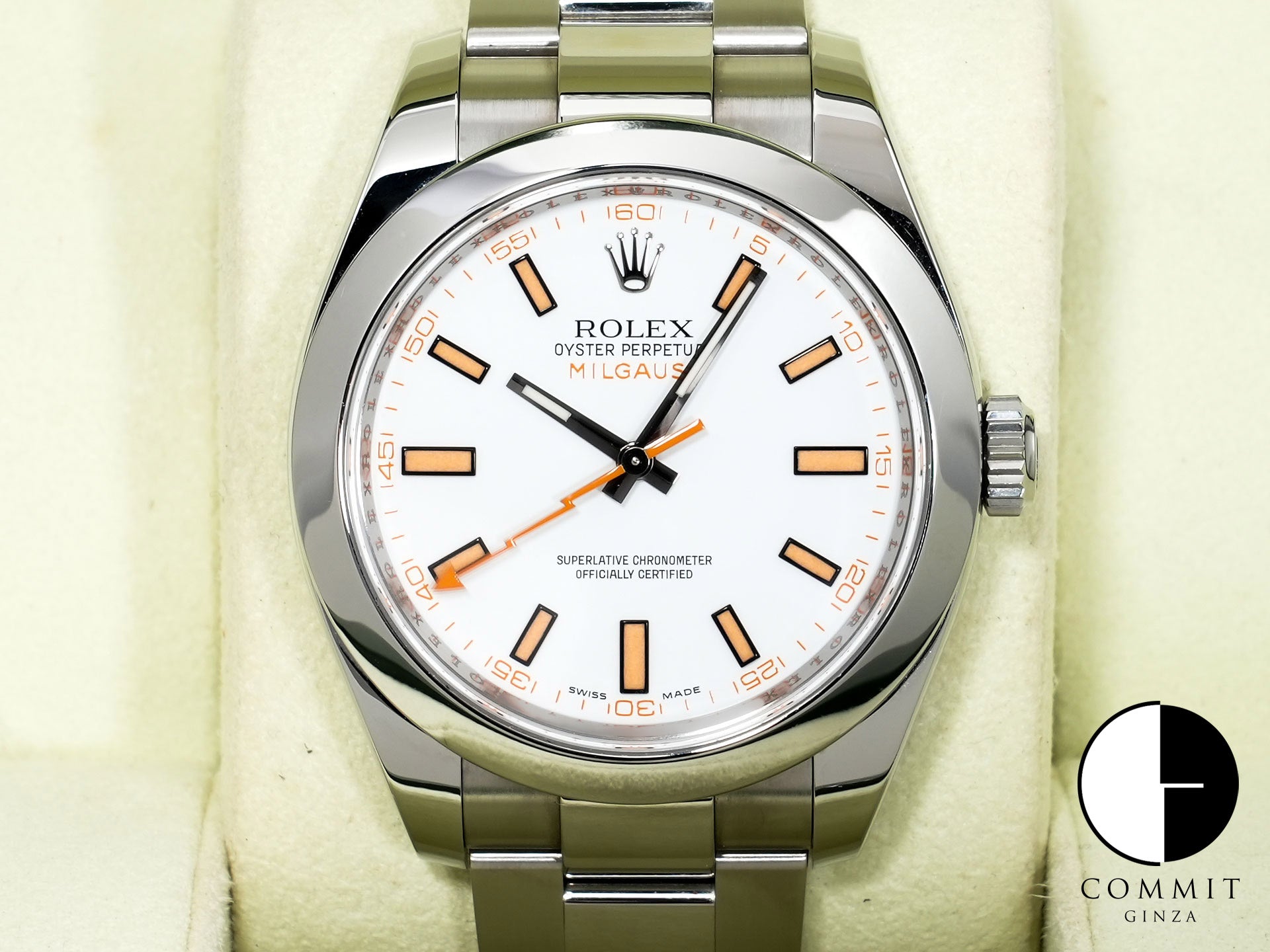 Rolex Milgauss Ref. 116400 Stainless Steel White Dial Excellent Condition Pre-Owned 2muvf7hd