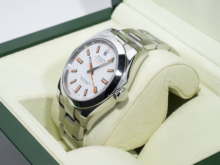 Rolex Milgauss Ref. 116400 Stainless Steel White Dial Excellent Condition Pre-Owned 2muvf7hd