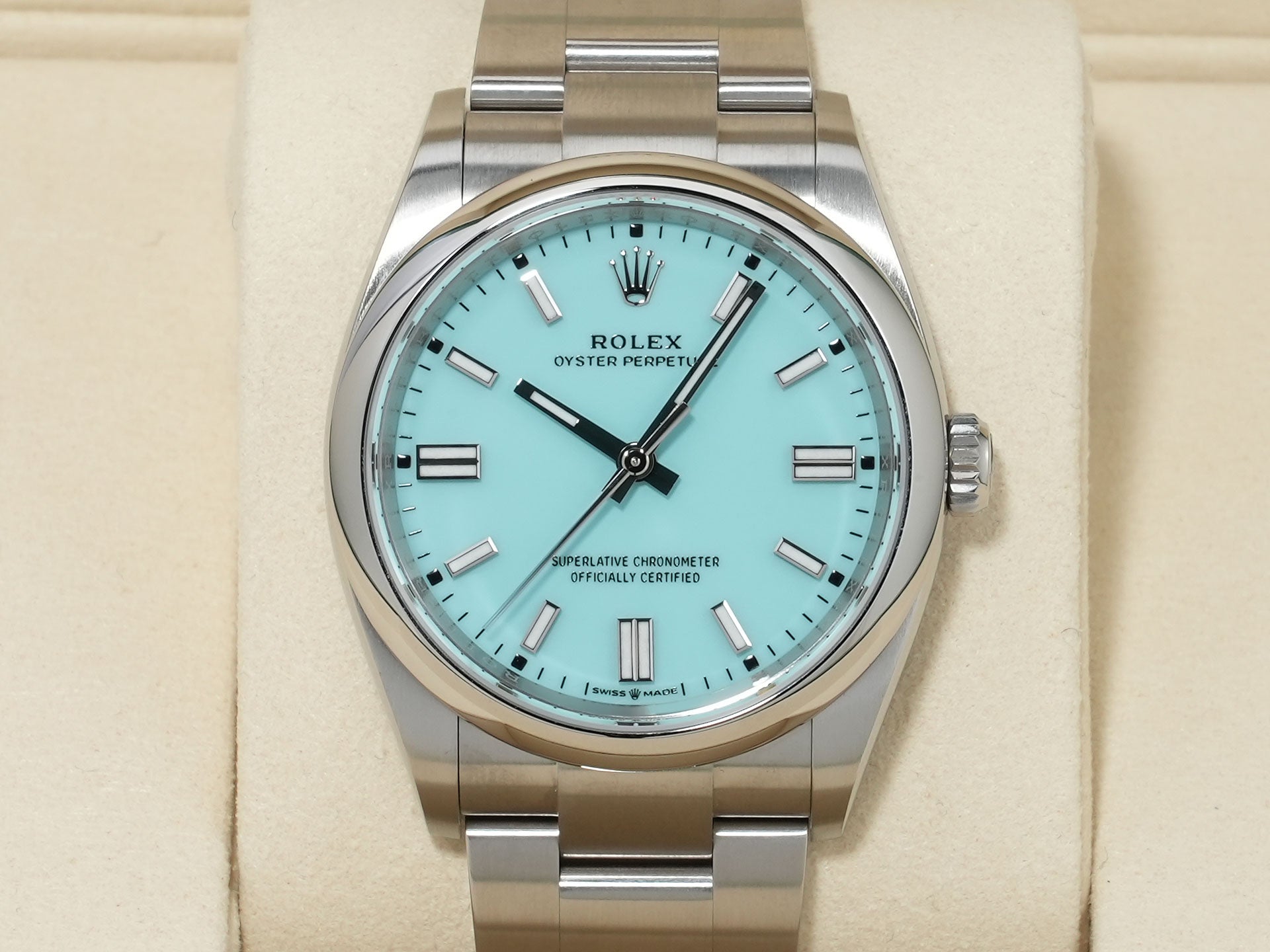 Rolex Oyster Perpetual 36 Ref. 126000 Stainless Steel Turquoise Dial Unused 7uwticmz