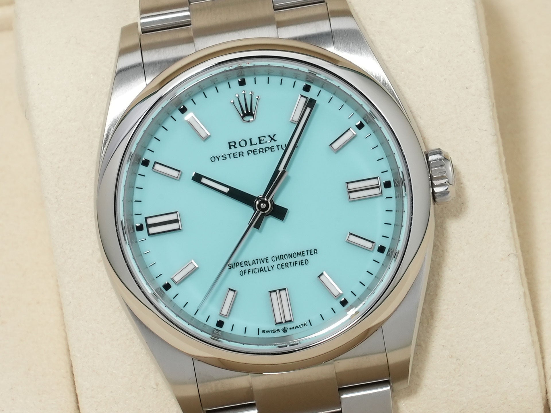 Rolex Oyster Perpetual 36 Ref. 126000 Stainless Steel Turquoise Dial Unused 7uwticmz