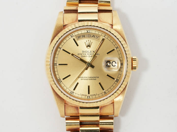Pre-owned Rolex Day-Date 36 Ref. 18238 Yellow Gold with Champagne Gold Dial (kcrefwof)