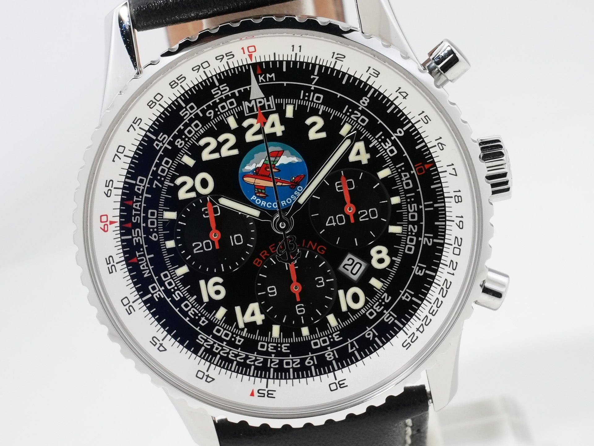 Breitling Navitimer Cosmonaut Flyback Porco Rosso Ref. A22322 Stainless Steel Black Dial Pre-owned s764x6ey