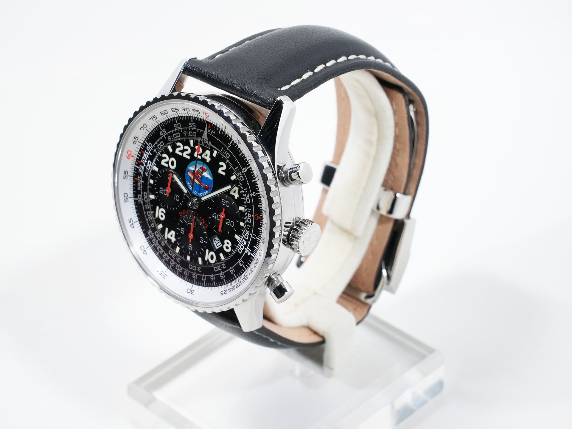 Breitling Navitimer Cosmonaut Flyback Porco Rosso Ref. A22322 Stainless Steel Black Dial Pre-owned s764x6ey