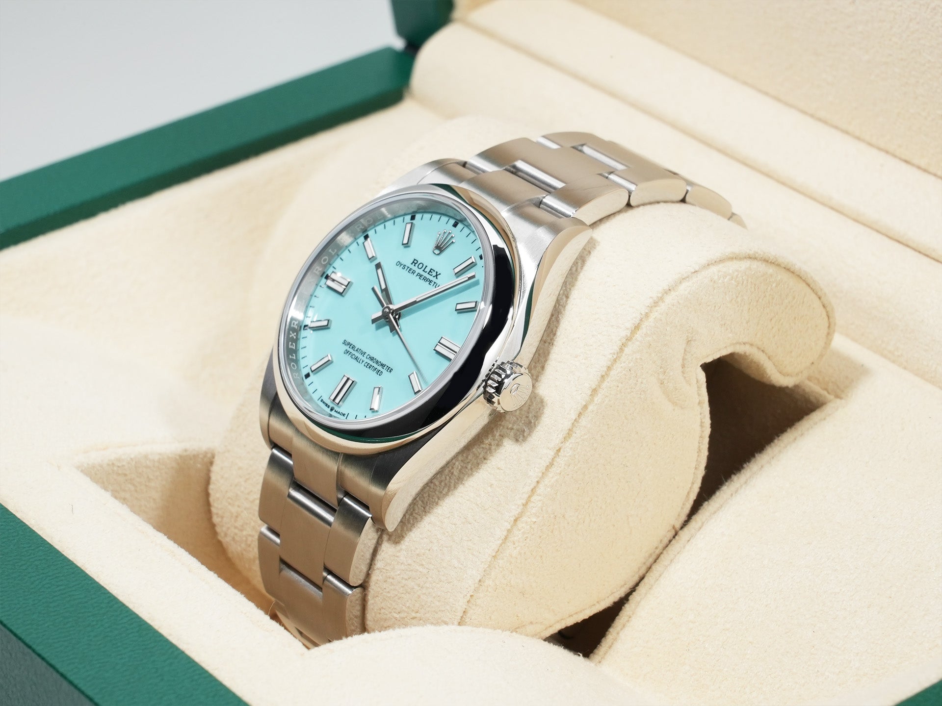 Rolex Oyster Perpetual 36 Ref. 126000 Stainless Steel Turquoise Dial Excellent Condition e6jz3s6e