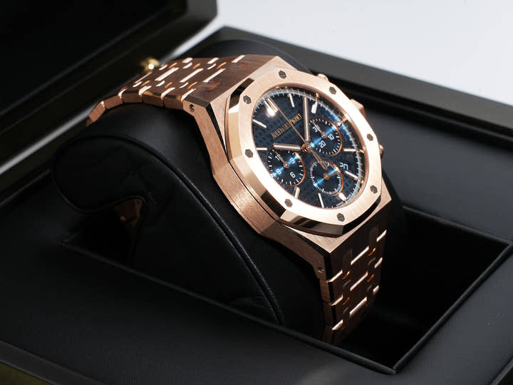 オーデマピゲ ロイヤルオーク クロノグラフ Ref.26715OR.OO.1356OR.01 ピンクゴールド ナイトブルー文字盤 未使用 73u4tcrp