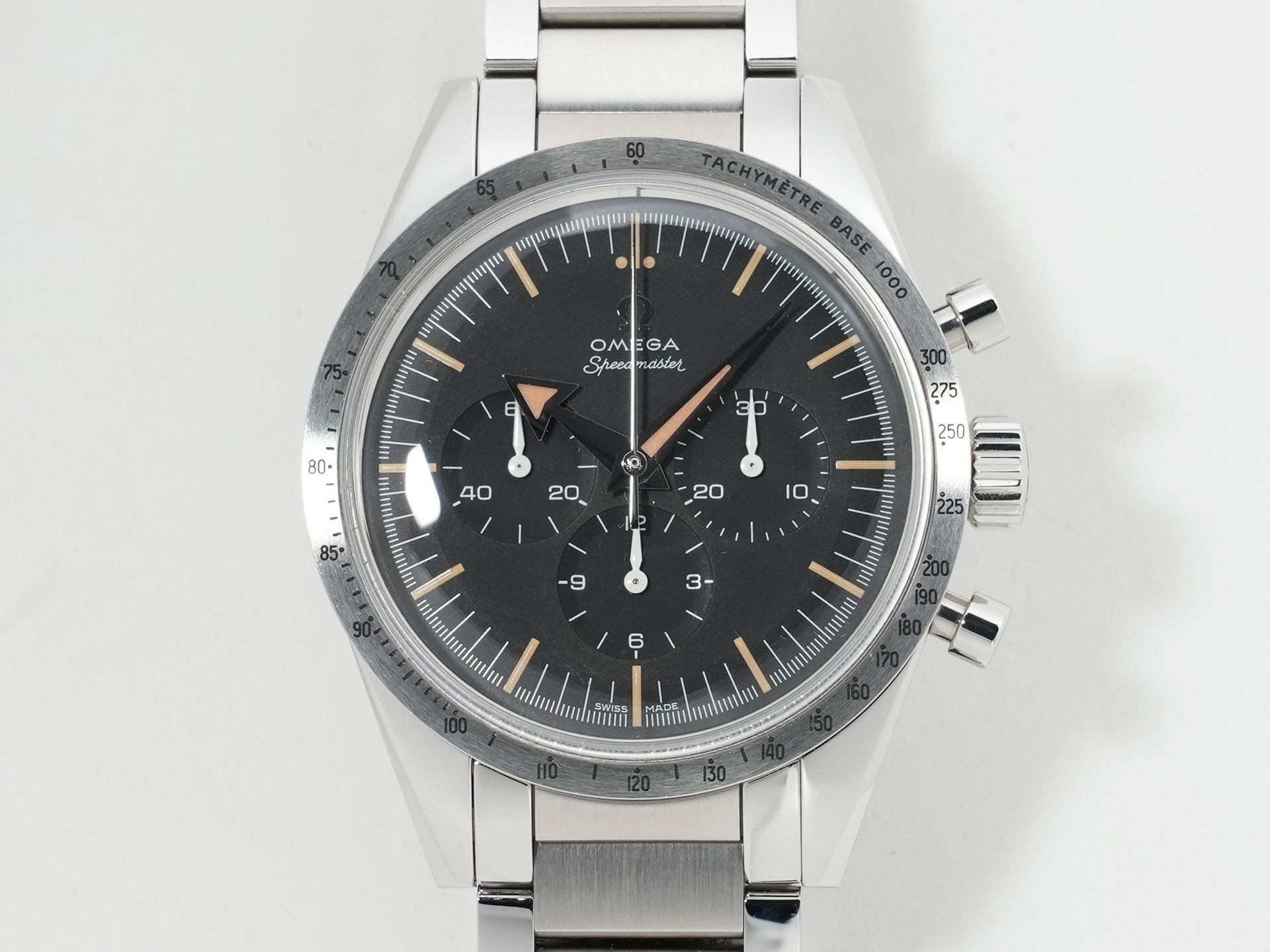 オメガ スピードマスター '57 クロノグラフ 38.6MM Ref.311.10.39.30.01.001 ステンレススチール ブラック文字盤 未使用 9zknd32f