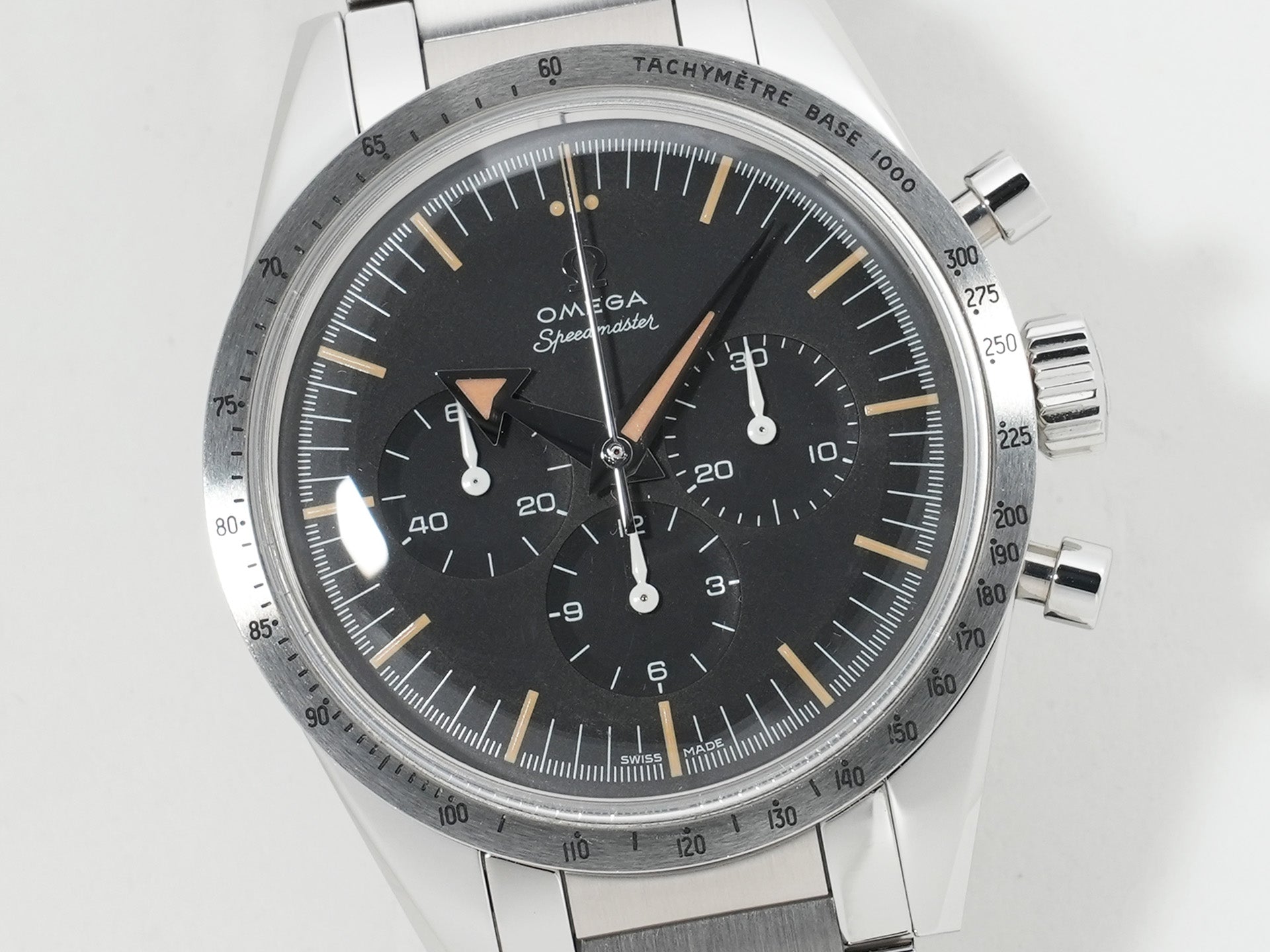 オメガ スピードマスター '57 クロノグラフ 38.6MM Ref.311.10.39.30.01.001 ステンレススチール ブラック文字盤 未使用 9zknd32f