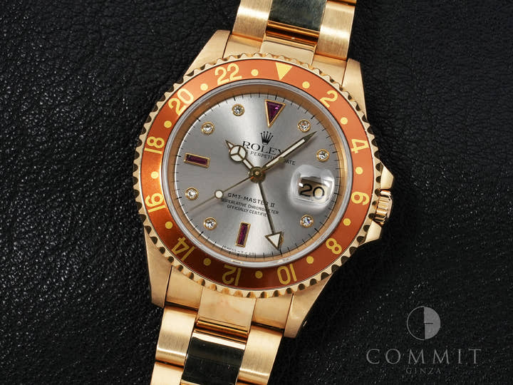 Rolex GMT-Master II Ref. 16718RG Yellow Gold Silver Dial Pre-owned zjxp5uad