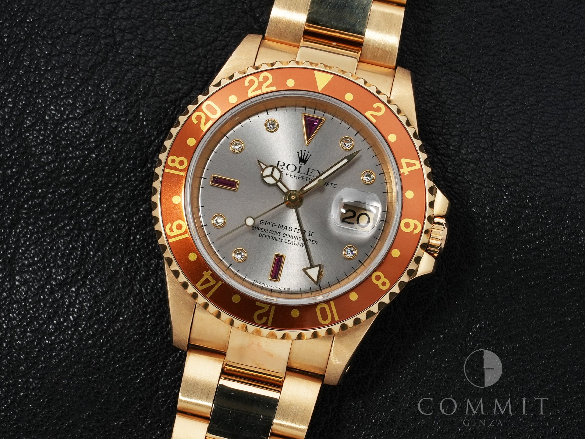 Rolex GMT-Master II Ref. 16718RG Yellow Gold Silver Dial Pre-owned zjxp5uad