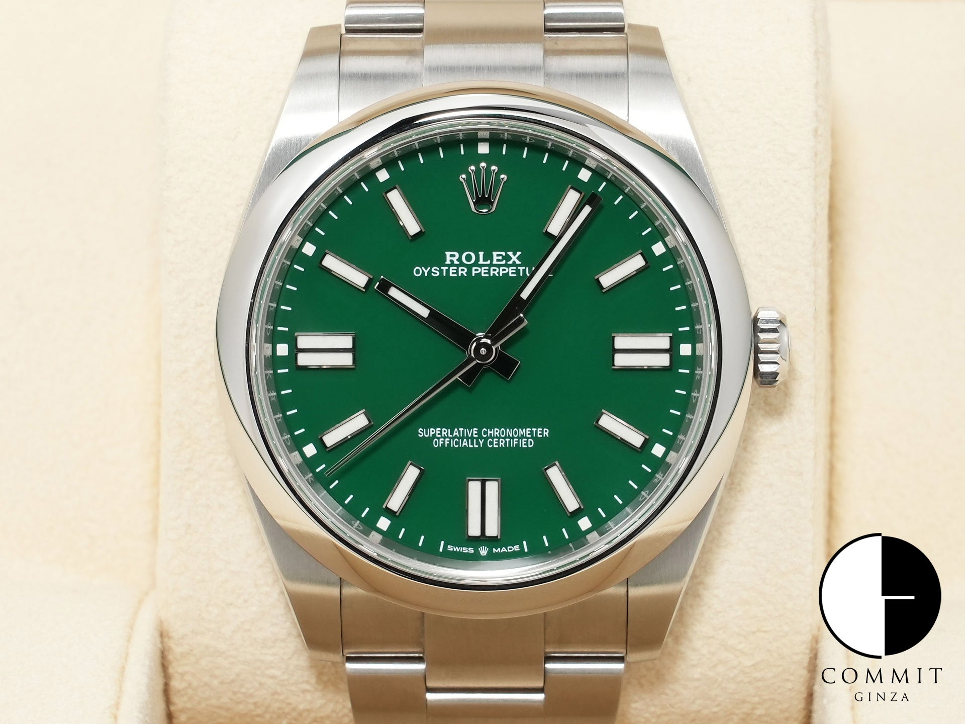 ロレックス オイスターパーペチュアル41 Ref.124300 ステンレススチール グリーン文字盤 美品 iqdmq839
