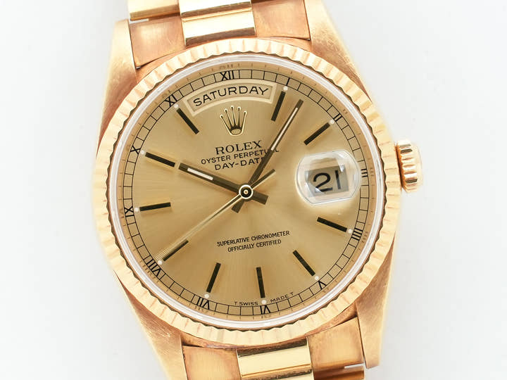 ロレックス デイデイト36 Ref.18238 イエローゴールド シャンパンローマン文字盤 中古 gi2kdoyo