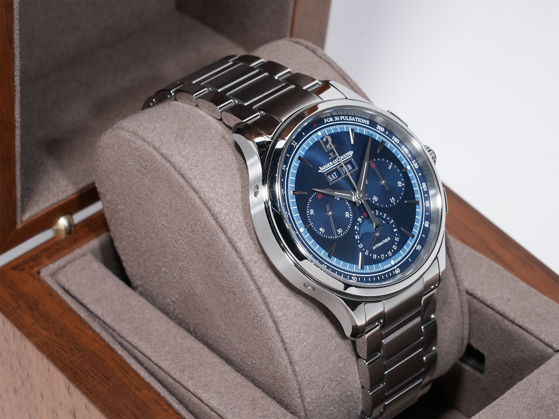 Jaeger-LeCoultre Master Control Chronograph Calendar Ref. Q4138180 Stainless Steel Blue Dial Pre-owned bz9bxxga