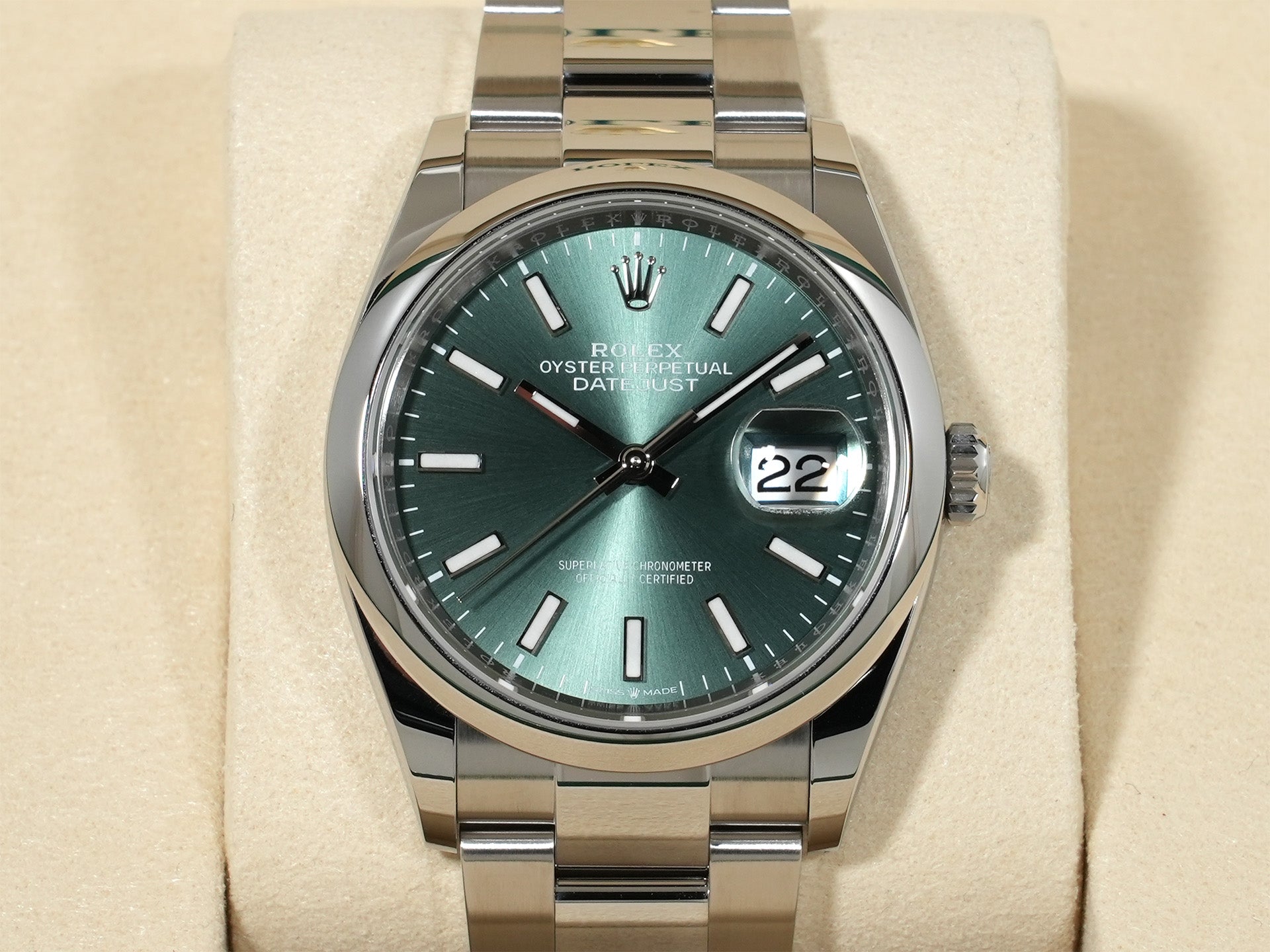 ロレックス デイトジャスト36 Ref.126200 ステンレススチール ミントグリーン文字盤 オイスターブレスレット 美中古 wdms9r9a