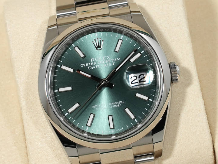 ロレックス デイトジャスト36 Ref.126200 ステンレススチール ミントグリーン文字盤 オイスターブレスレット 美中古 wdms9r9a