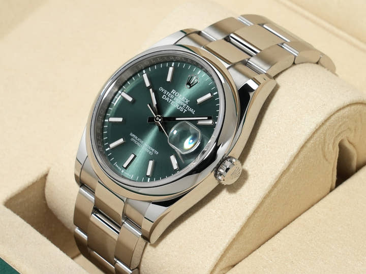 ロレックス デイトジャスト36 Ref.126200 ステンレススチール ミントグリーン文字盤 オイスターブレスレット 美中古 wdms9r9a