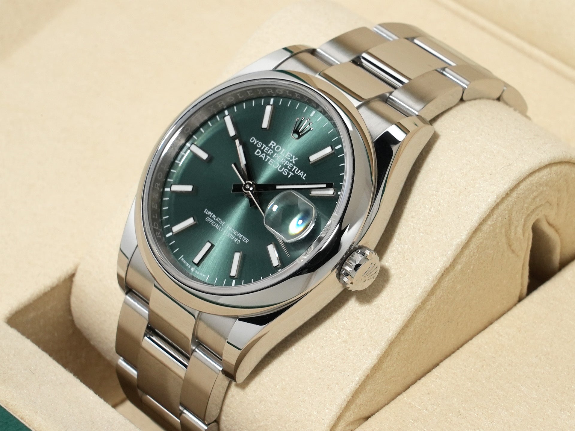 ロレックス デイトジャスト36 Ref.126200 ステンレススチール ミントグリーン文字盤 オイスターブレスレット 美中古 wdms9r9a