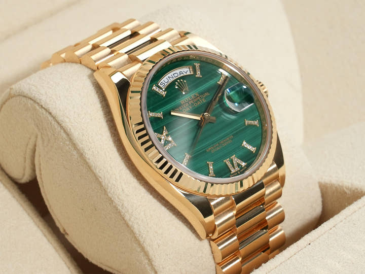 ロレックス デイデイト36 Ref.128238 イエローゴールド マラカイト文字盤 中古 cv863k8i