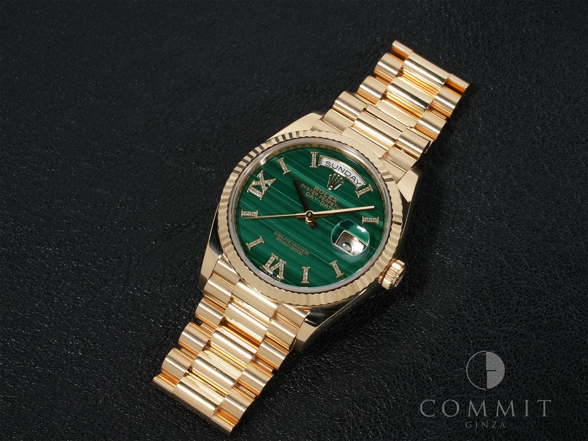ロレックス デイデイト36 Ref.128238 イエローゴールド マラカイト文字盤 中古 cv863k8i