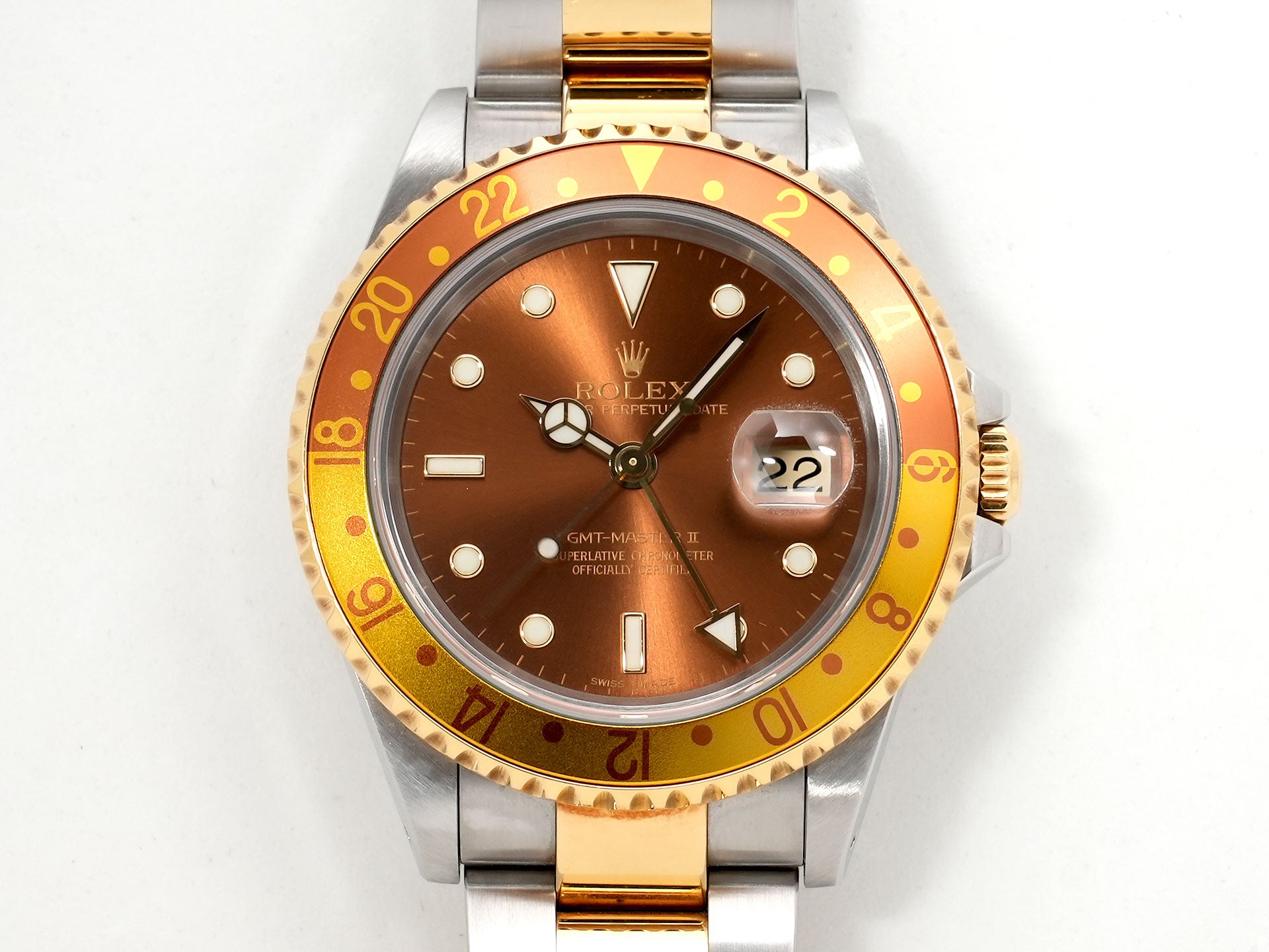 ロレックス GMTマスターII Ref.16713 ステンレススチール/イエローゴールド ブラウン文字盤 オイスターブレスレット 中古 yc3qi284
