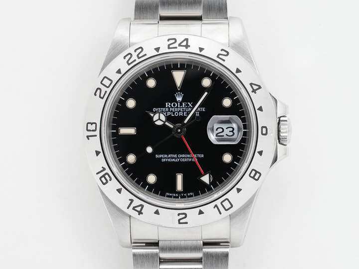 Pre-owned Rolex Explorer II Ref. 16570 Stainless Steel Black Dial Oyster Bracelet (eszamjpa)