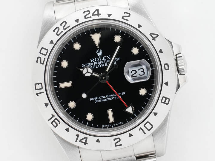 Pre-owned Rolex Explorer II Ref. 16570 Stainless Steel Black Dial Oyster Bracelet (eszamjpa)