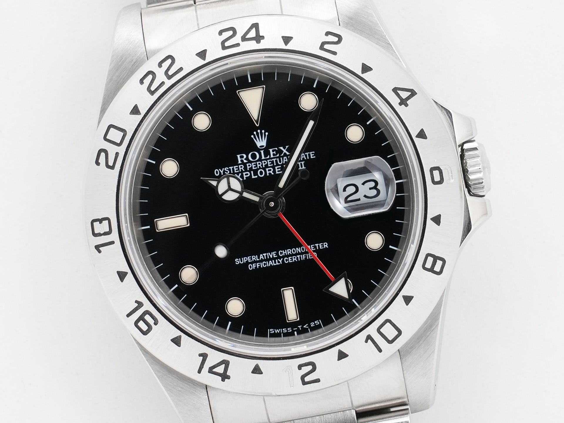 Pre-owned Rolex Explorer II Ref. 16570 Stainless Steel Black Dial Oyster Bracelet (eszamjpa)