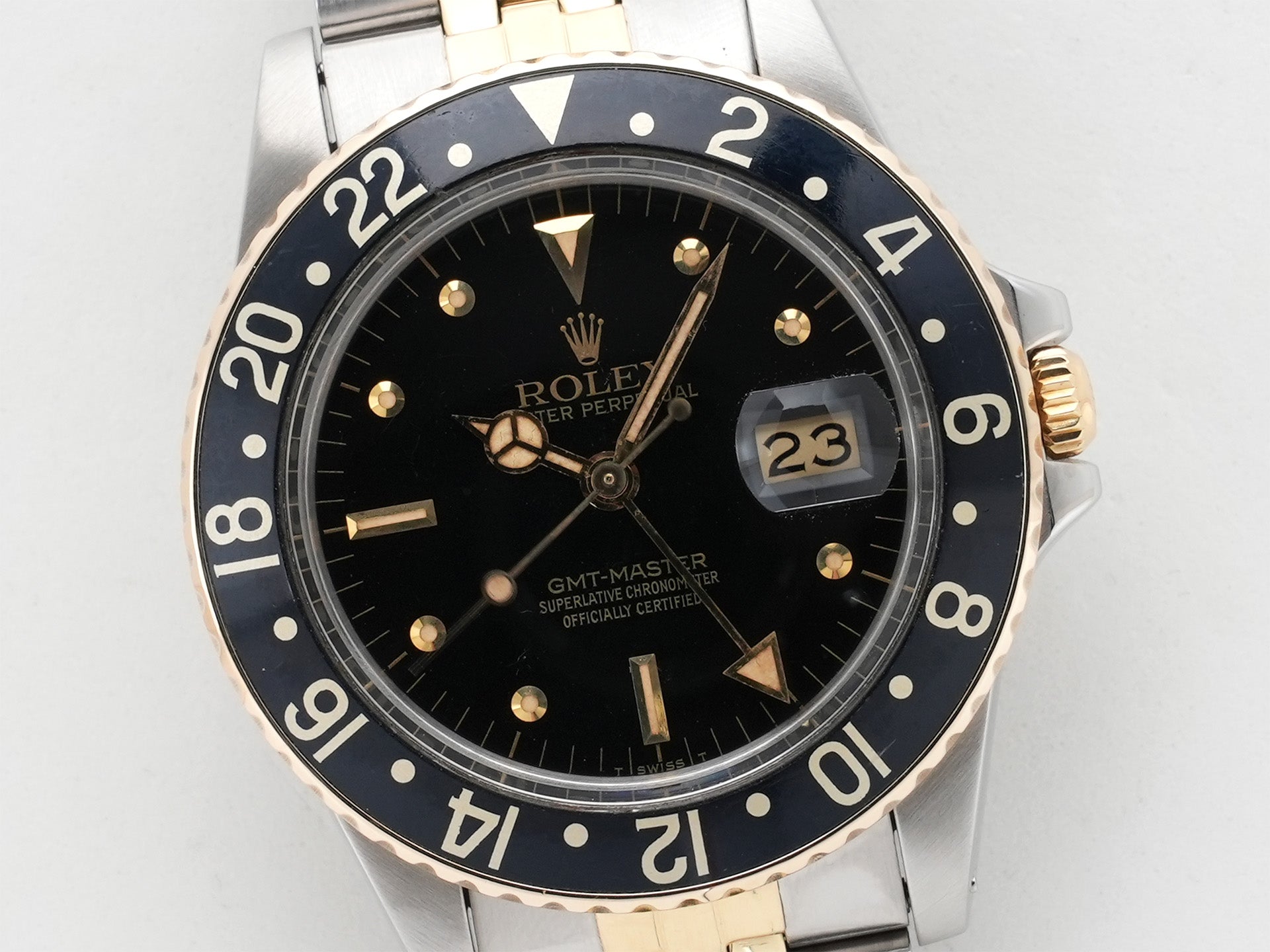 ロレックス GMTマスター Ref.16753 ステンレススチール/イエローゴールド ブラック文字盤 ジュビリーブレスレット 中古 56nqjw2u