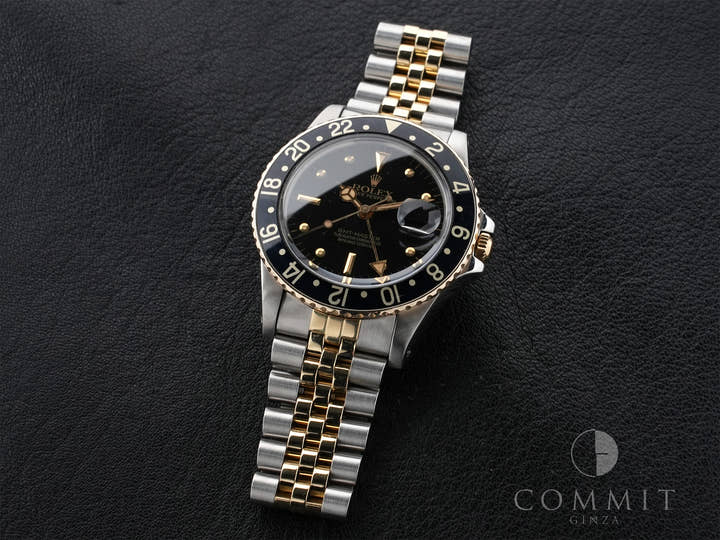 ロレックス GMTマスター Ref.16753 ステンレススチール/イエローゴールド ブラック文字盤 ジュビリーブレスレット 中古 56nqjw2u