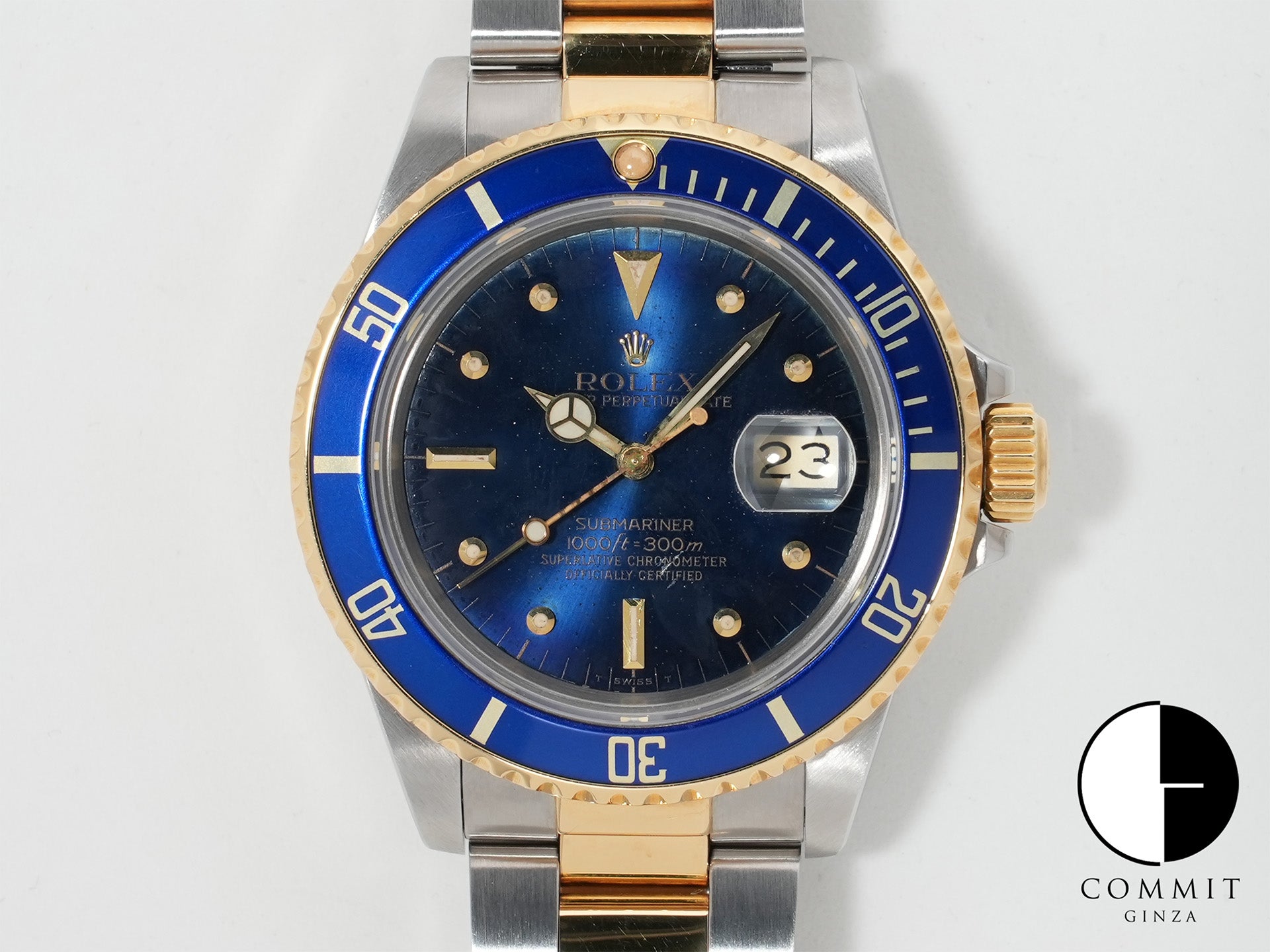 Pre-owned Rolex Submariner Date Ref. 16803 in Stainless Steel/Yellow Gold with Blue Dial (5mw6axh5)