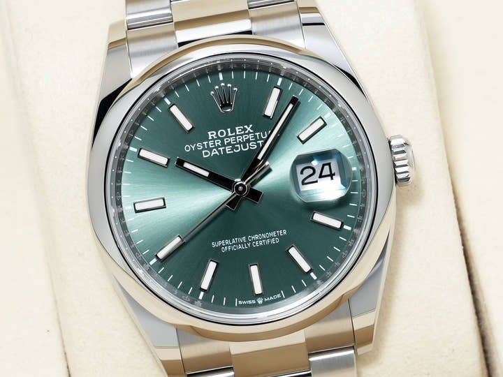 Rolex Datejust 36 Ref. 126200 Stainless Steel Mint Green Dial Oyster Bracelet Unused zmw2dbm7
