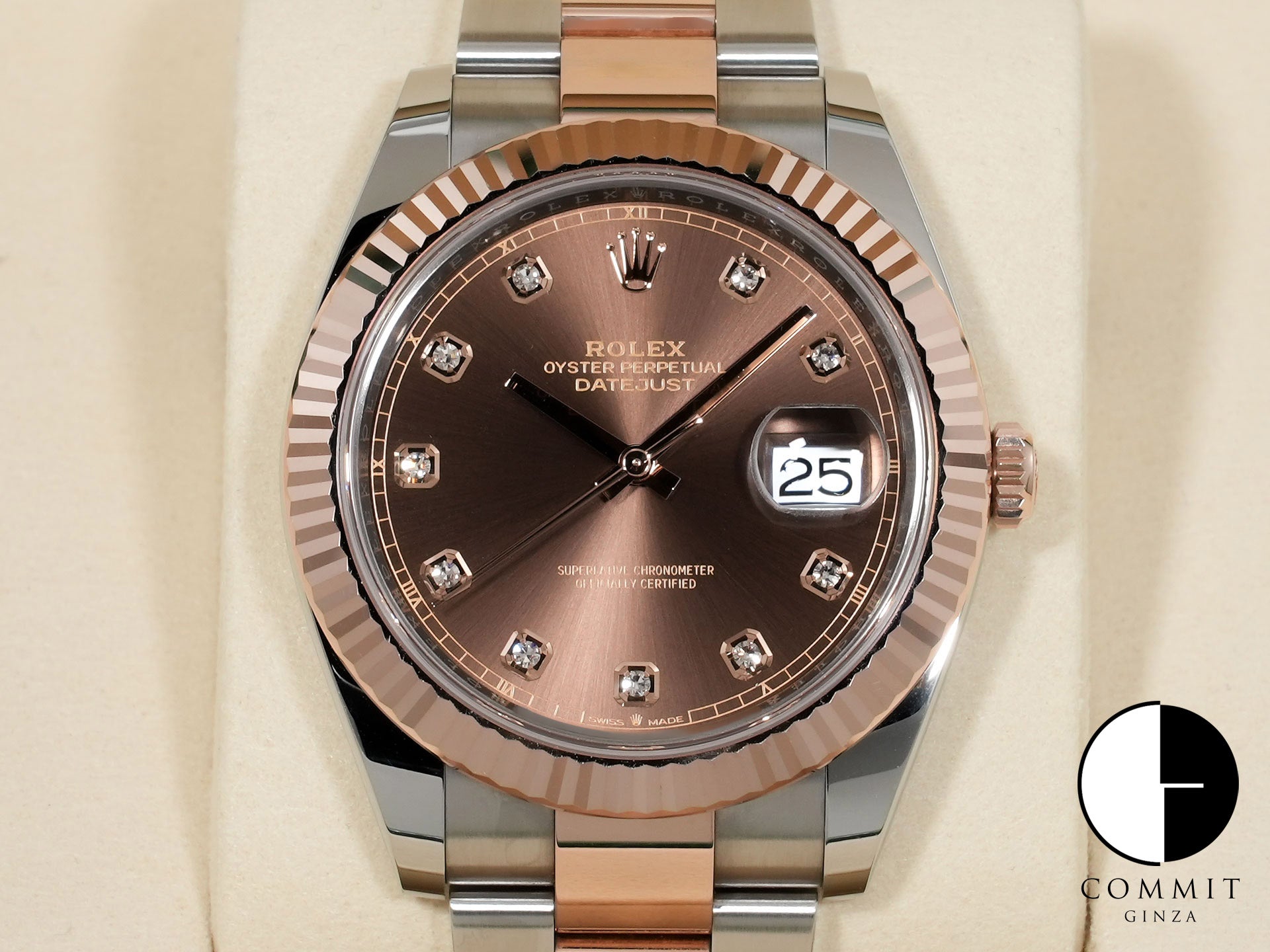 ロレックス デイトジャスト41 Ref.126331G ステンレススチール/エバーローズゴールド チョコレートx10Pダイヤ文字盤 美中古 v83tzjhw