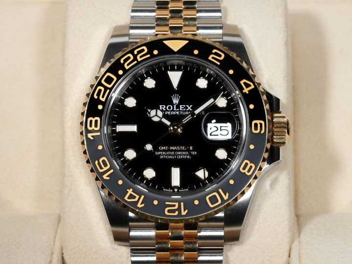 ロレックス GMTマスターII Ref.126713GRNR ステンレススチール/イエローゴールド ブラック文字盤 ジュビリーブレスレット 中古 sxiyh8b8