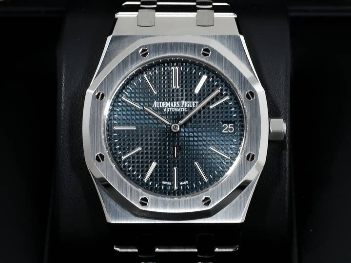 オーデマピゲ ロイヤルオーク ジャンボ エクストラ シン Ref.15202ST.OO.1240ST.01 ステンレススチール ブルー文字盤 中古 keuf7sj8