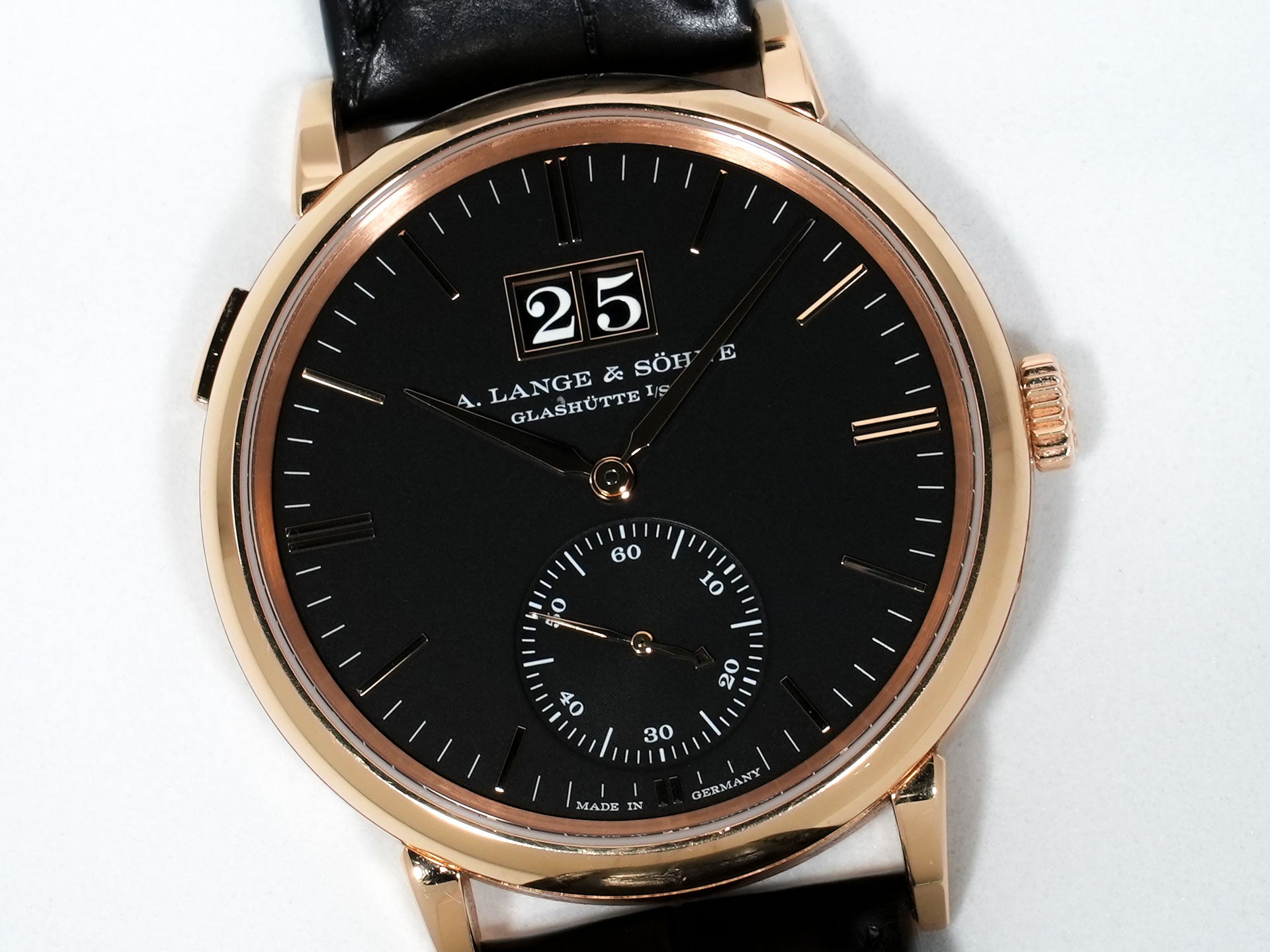 A.ランゲ＆ゾーネ サクソニア アウトサイズ デイト Ref.381.031 ピンクゴールド ブラック文字盤 中古 4atq8axv
