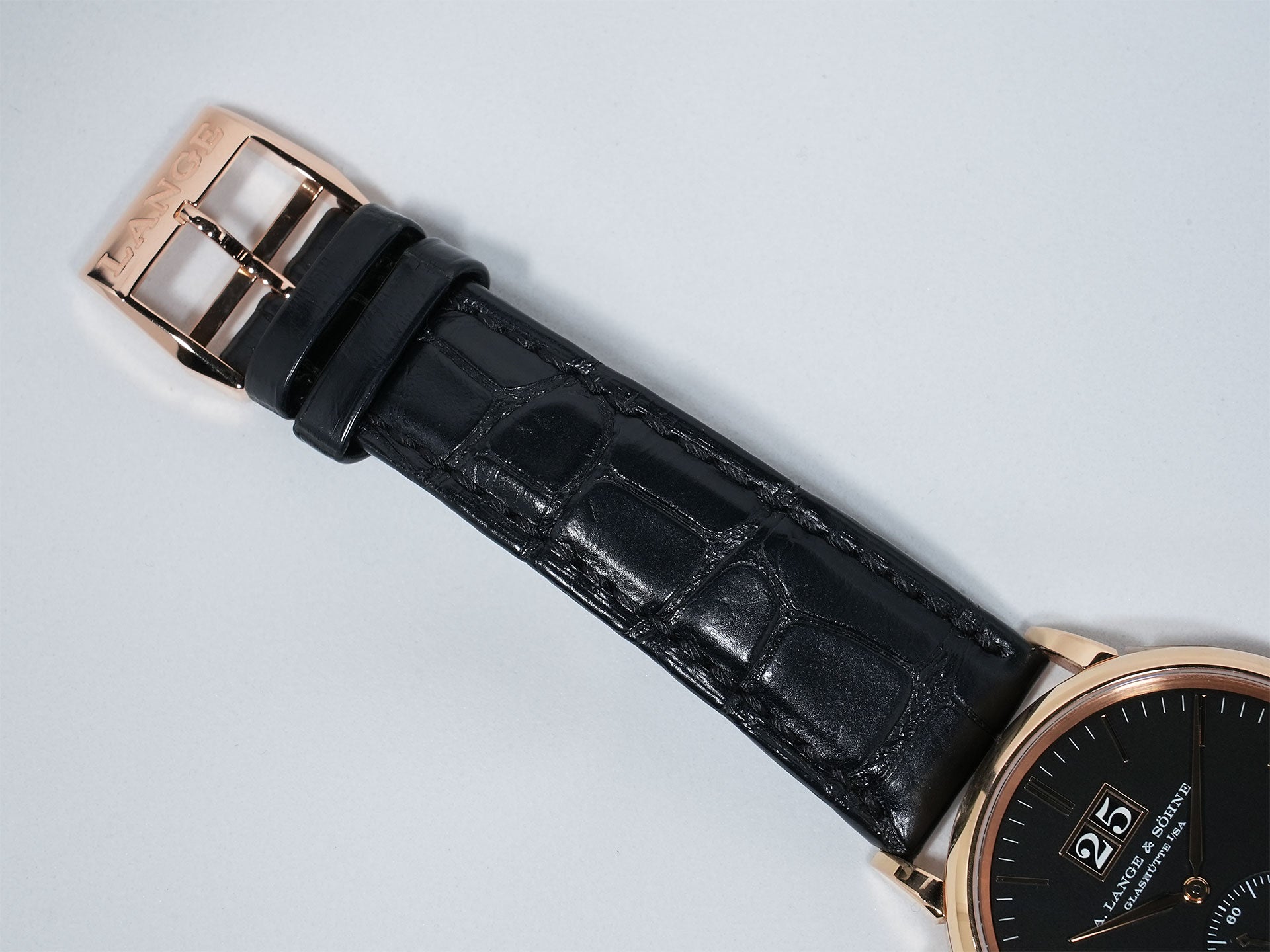 A.ランゲ＆ゾーネ サクソニア アウトサイズ デイト Ref.381.031 ピンクゴールド ブラック文字盤 中古 4atq8axv