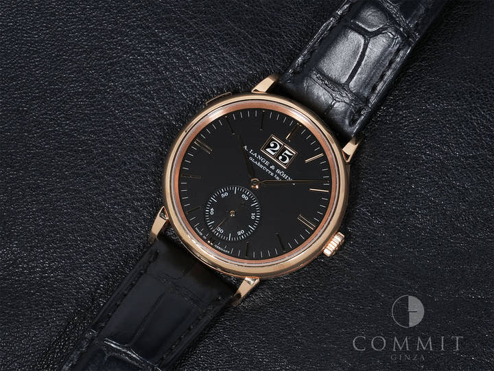 A.ランゲ＆ゾーネ サクソニア アウトサイズ デイト Ref.381.031 ピンクゴールド ブラック文字盤 中古 4atq8axv