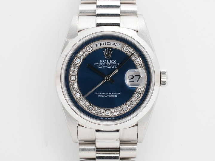 Pre-owned Rolex Day-Date Ref. 18206 in Platinum with Blue Milliard Dial (gop3my6c)