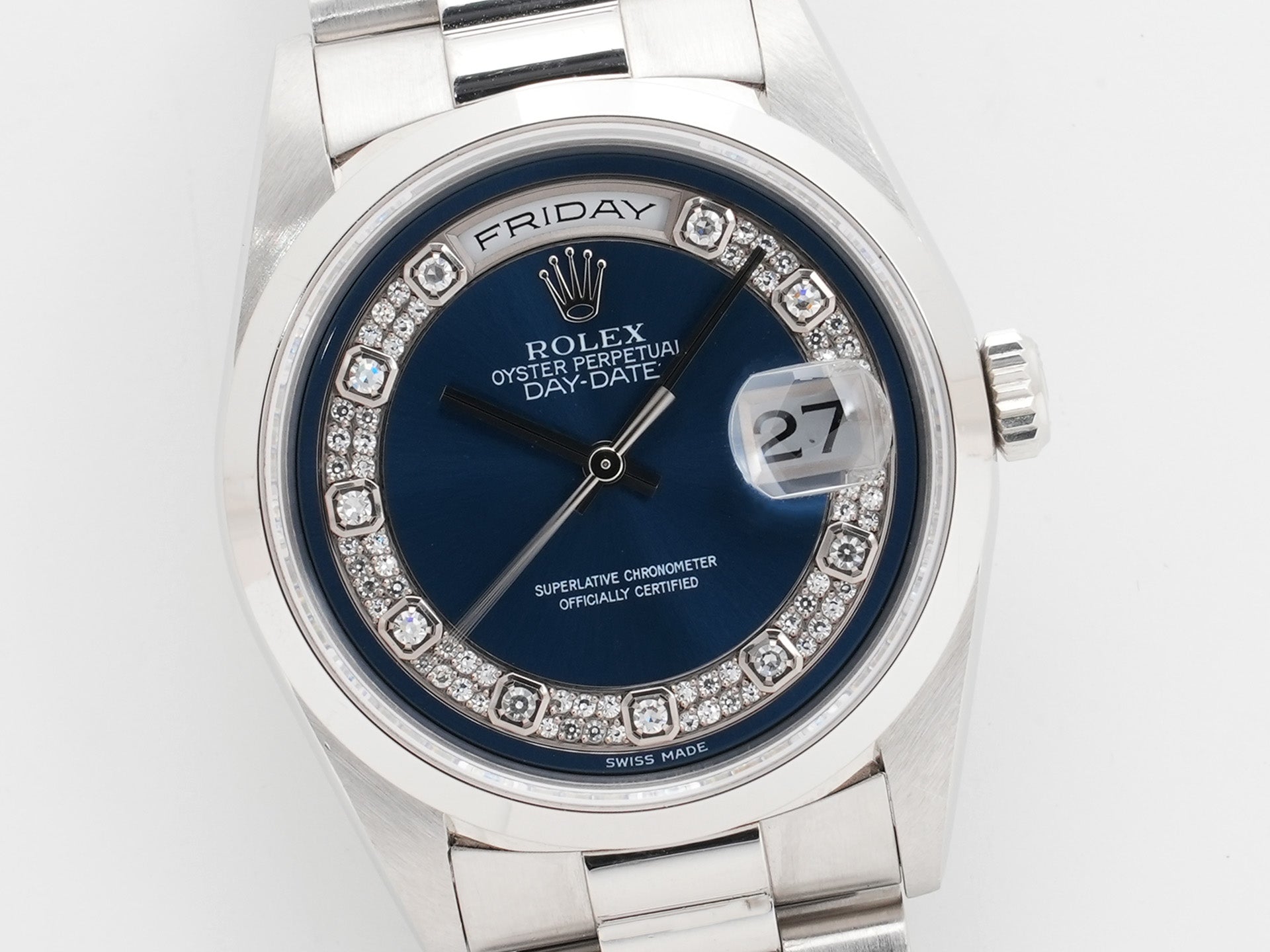 Pre-owned Rolex Day-Date Ref. 18206 in Platinum with Blue Milliard Dial (gop3my6c)
