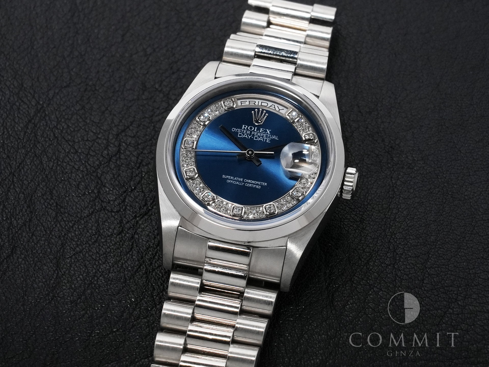 Pre-owned Rolex Day-Date Ref. 18206 in Platinum with Blue Milliard Dial (gop3my6c)